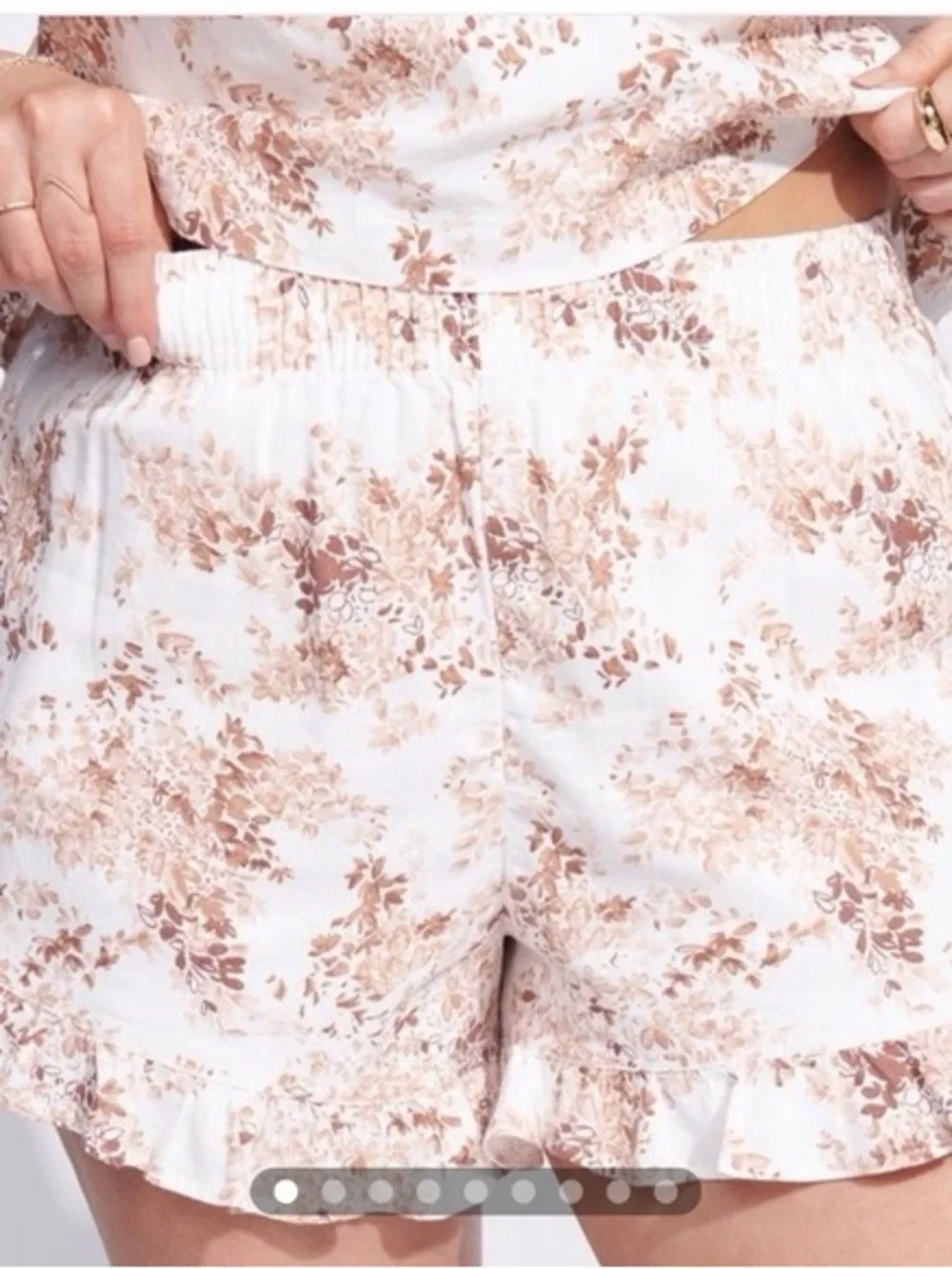 Abercrombie x Tia Booth Ruffle Hem Floral Linen Shorts